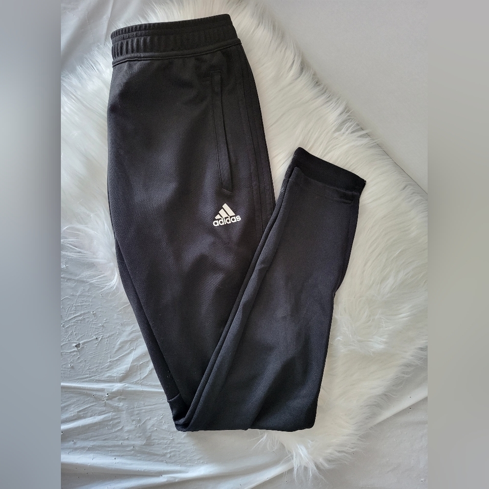 adidas Black Track Pants Joggers with White Logo